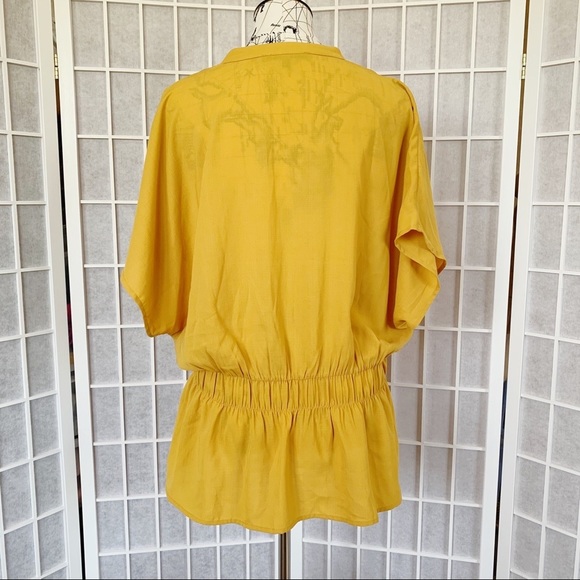 Sweet Rain Yellow/Mustard scrunchy blouse 2X - Picture 3 of 9